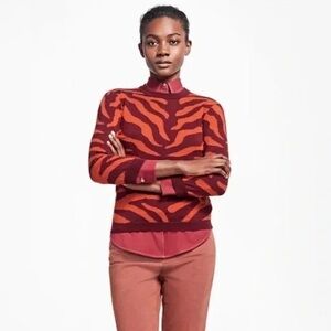 Brooks Brothers Vibrant Zebra Pattern Crewneck Sweater